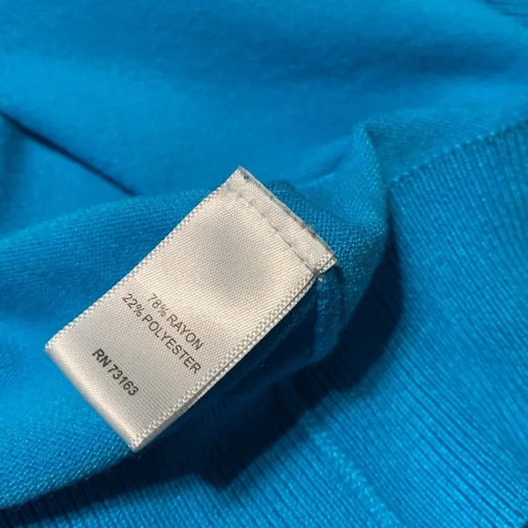 Cable & Gauge Perforated Turquoise Cardigan Size L - Picture 6 of 6